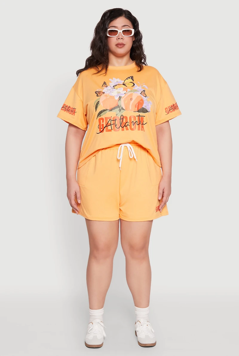 Womens Plus Size Atlanta Georgia Peaches Graphic Top, Orange, Size 2X