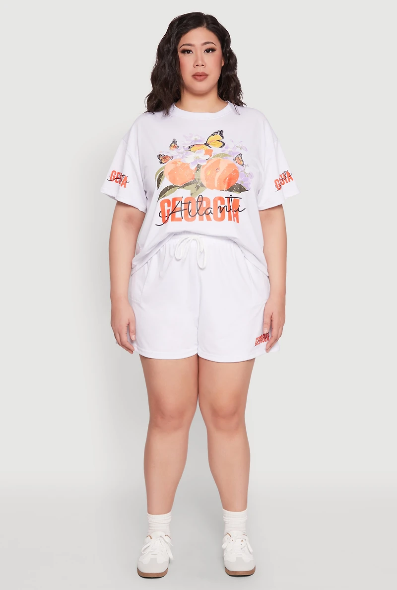 Womens Plus Size Atlanta Georgia Sweatshorts, White, Size 2X