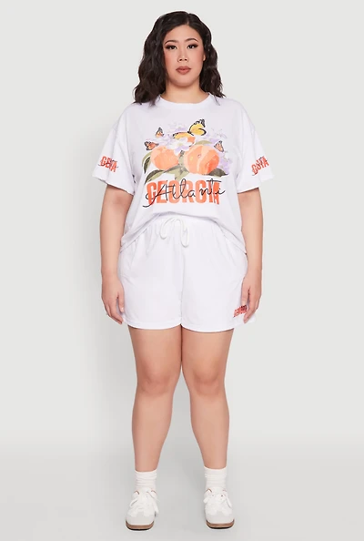 Womens Plus Size Atlanta Georgia Sweatshorts, White, Size 2X