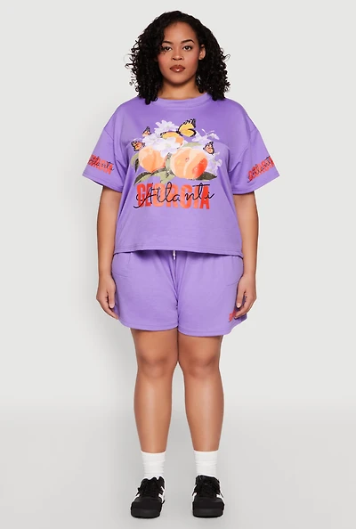 Womens Plus Size Atlanta Georgia Sweatshorts, Purple, Size 3X