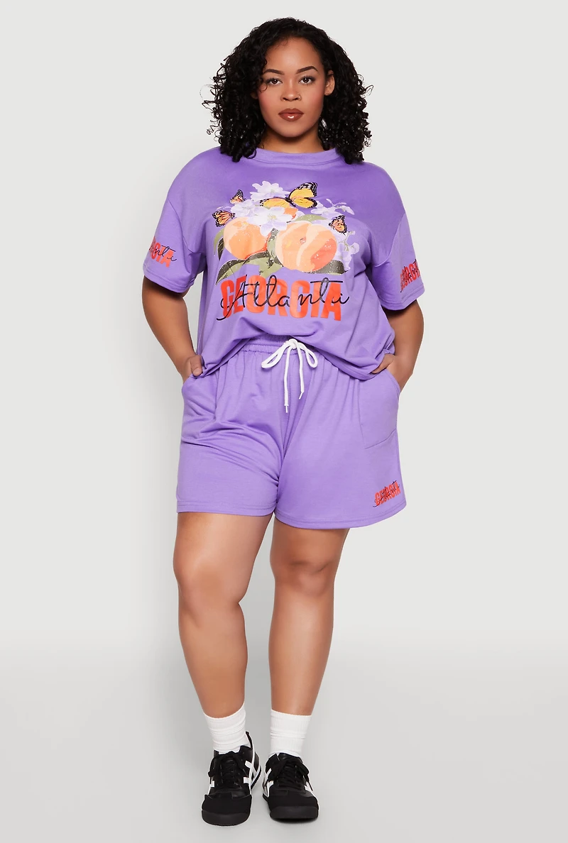 Womens Plus Size Atlanta Georgia Sweatshorts, Purple, Size 1X