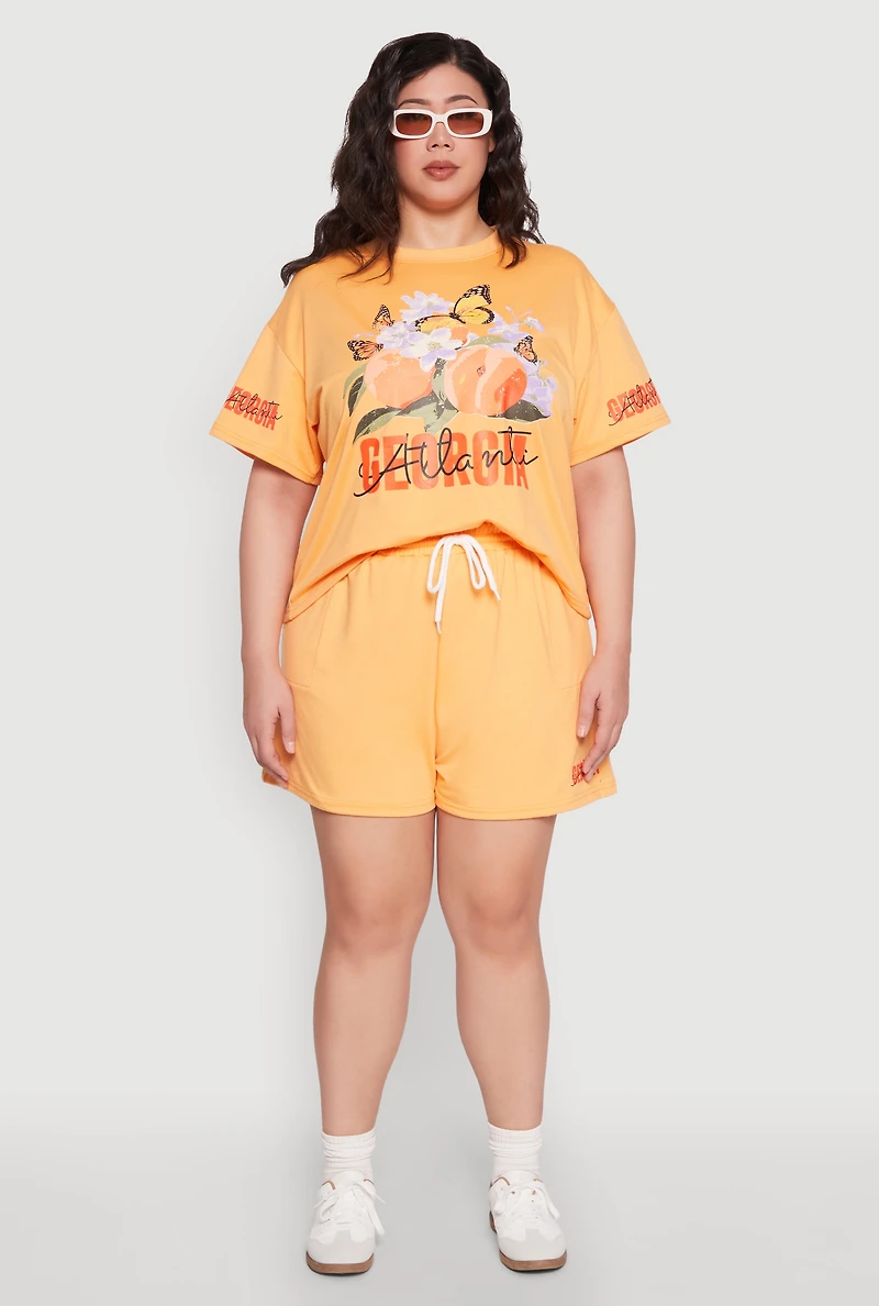 Womens Plus Size Atlanta Georgia Sweatshorts, Orange, Size 2X