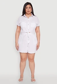 Womens Plus Gauze Knit Drawstring Shorts, White,