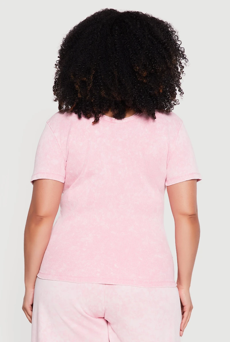 Plus Short Sleeve Acid Wash Tee