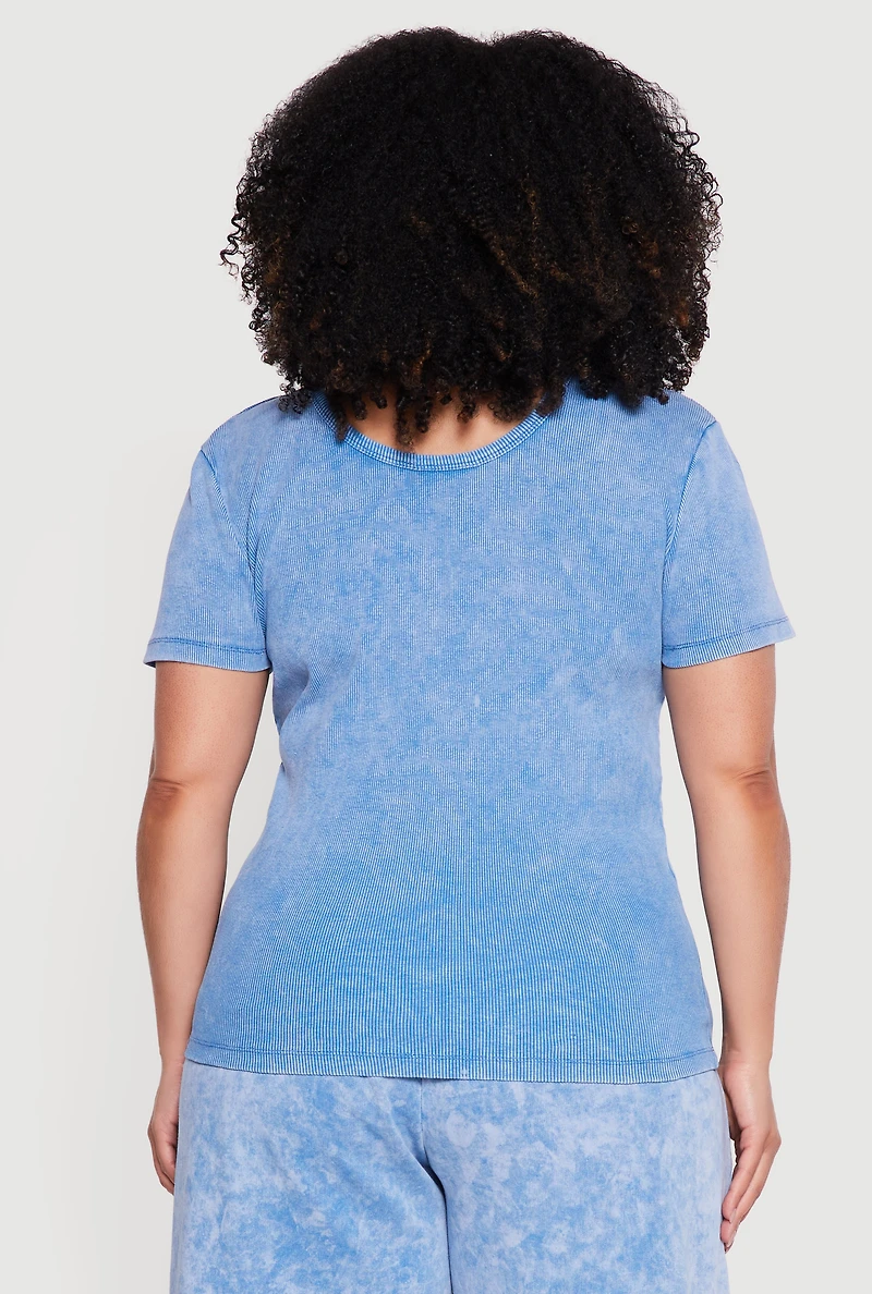 Plus Short Sleeve Acid Wash Tee