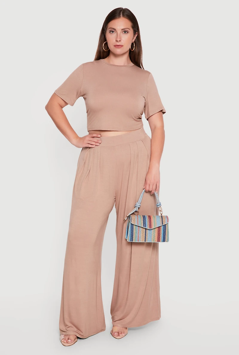 Plus Short Sleeve Crop Top