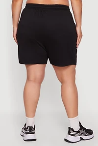 Plus Drawstring High Waisted French Terry Shorts