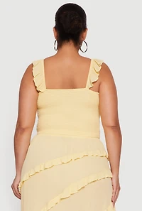 Plus Ruffle Strap Smocked Crop Top