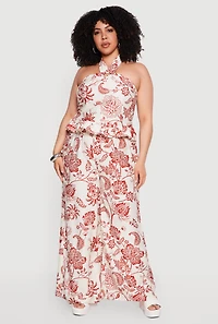 Plus Ruffle Hem O Ring Halter Top