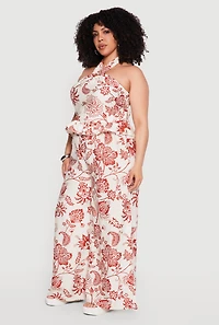 Plus Ruffle Hem O Ring Halter Top