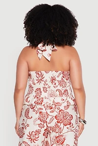 Plus Ruffle Hem O Ring Halter Top