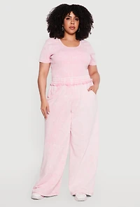 Plus Acid Wash Wide Leg Sweatpants