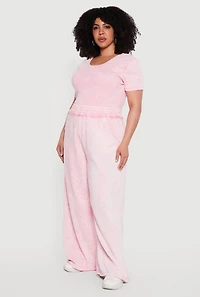 Plus Acid Wash Wide Leg Sweatpants