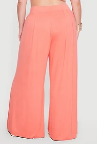 Plus Pleated Wide Leg Casual Pants