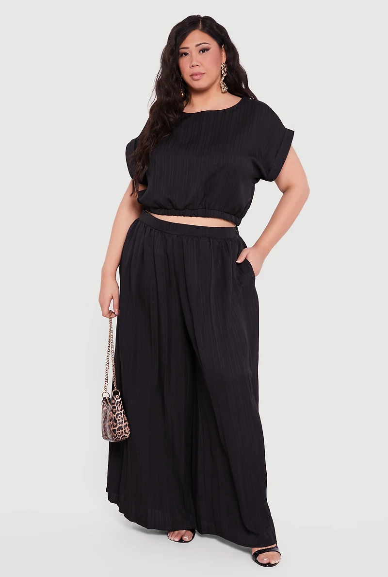 Plus Pleated Palazzo Pants