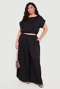 Plus Pleated Palazzo Pants