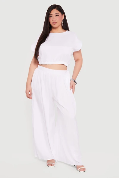 Plus Pleated Palazzo Pants
