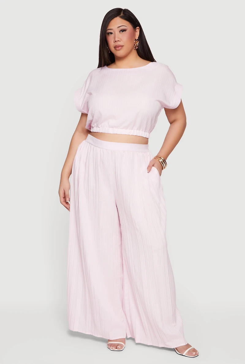 Plus Pleated Palazzo Pants