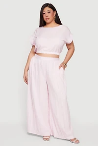 Plus Pleated Palazzo Pants
