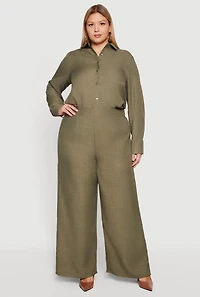 Plus High Waisted Wide Leg Pleated Pants