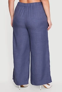 Plus High Waisted Wide Leg Pleated Pants