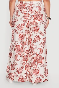 Plus Printed Pattern Wide Leg Casual Pants