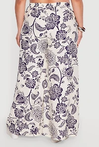 Plus Printed Pattern Wide Leg Casual Pants