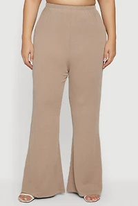 Plus Rib Knit Pull On Flare Pants