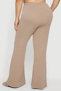 Plus Rib Knit Pull On Flare Pants