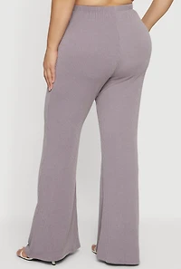 Plus Rib Knit Pull On Flare Pants