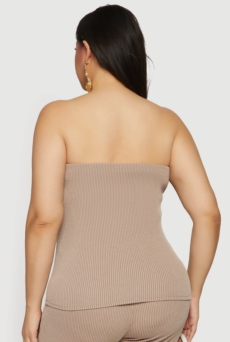 Plus Solid Rib Knit Tube Top