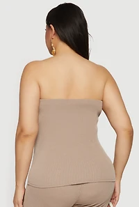 Plus Solid Rib Knit Tube Top