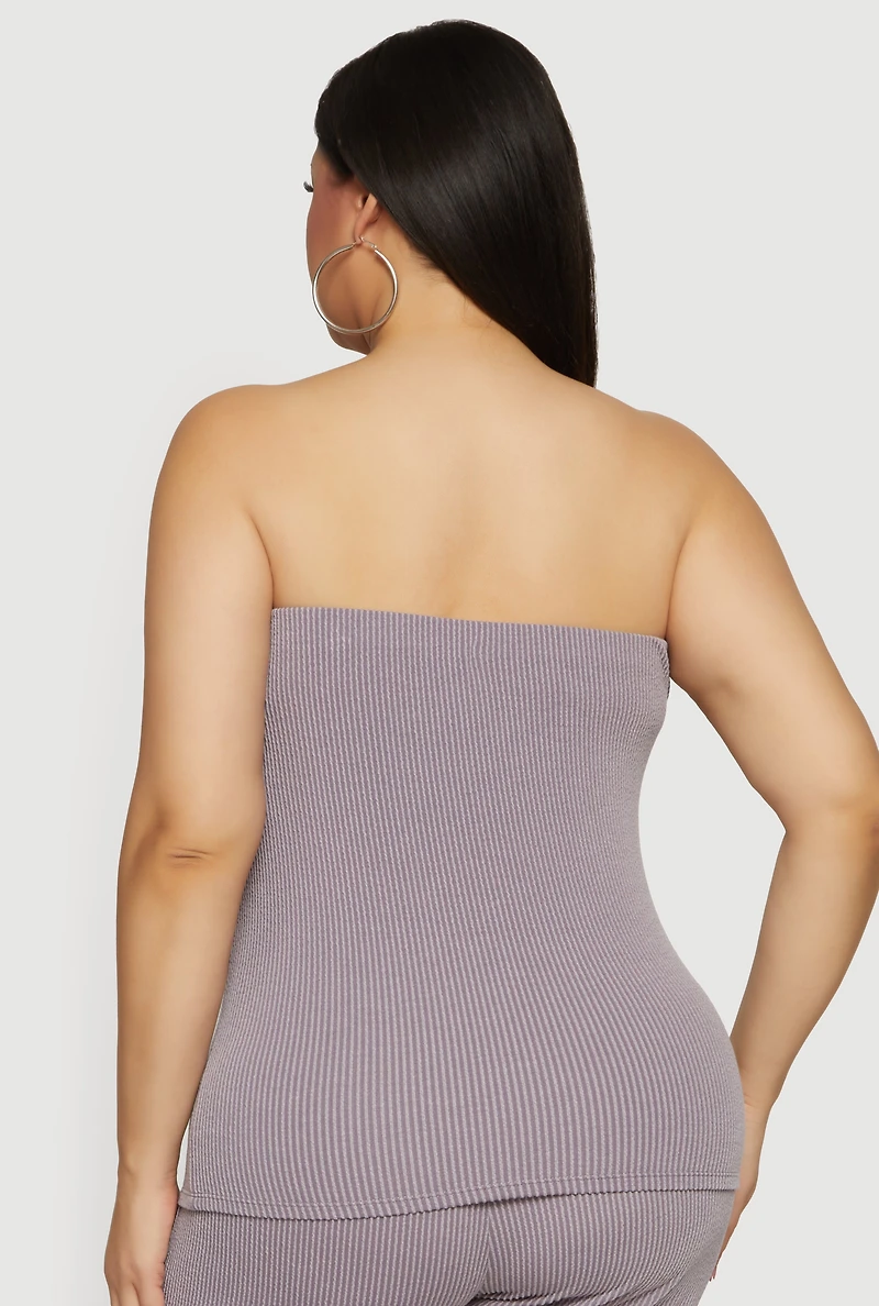 Plus Solid Rib Knit Tube Top