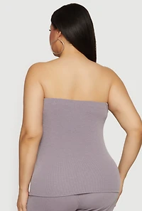 Plus Solid Rib Knit Tube Top