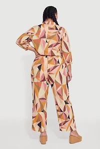 Plus Abstract Geometric Print Pants