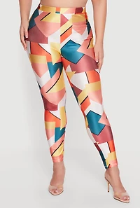 Plus Abstract Geometric Print Leggings