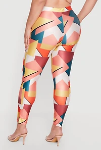 Plus Abstract Geometric Print Leggings