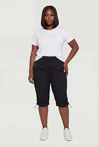 Plus Toggle Drawstring Waist Cargo Bermuda Shorts