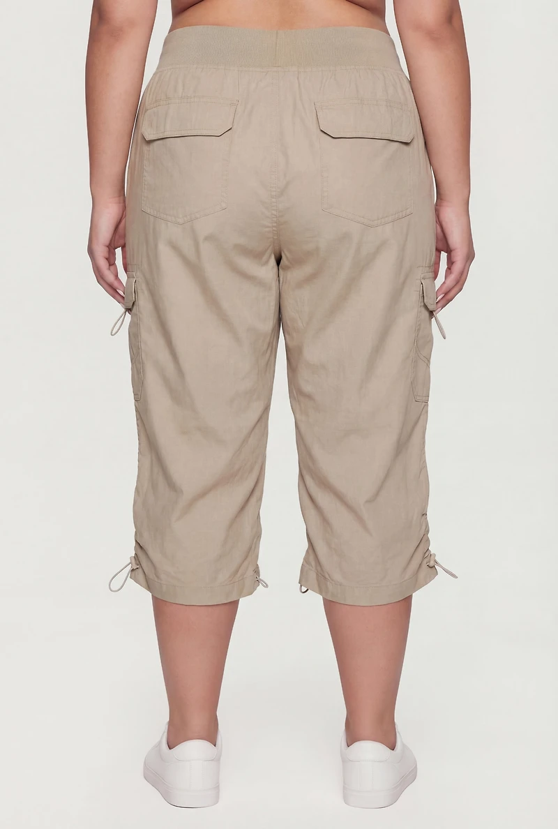 Plus Toggle Drawstring Waist Cargo Bermuda Shorts