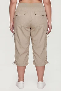 Plus Toggle Drawstring Waist Cargo Bermuda Shorts