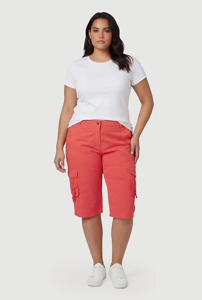 Plus Tabbed Cargo Pocket Bermuda Shorts