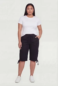 Plus High Waisted Cargo Pocket Bermuda Shorts