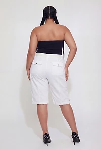 Plus Belted Cargo Bermuda Shorts
