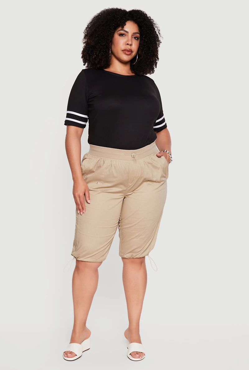 Plus Toggle Drawstring Bermuda Shorts