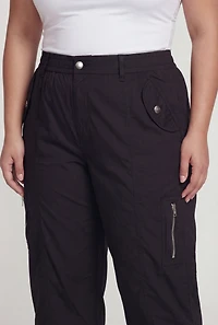 Plus High Waisted Zipper Detail Capris Pants
