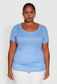 Womens Plus Size Poplin Bow Cargo Capri Pants, Blue, Size 2X