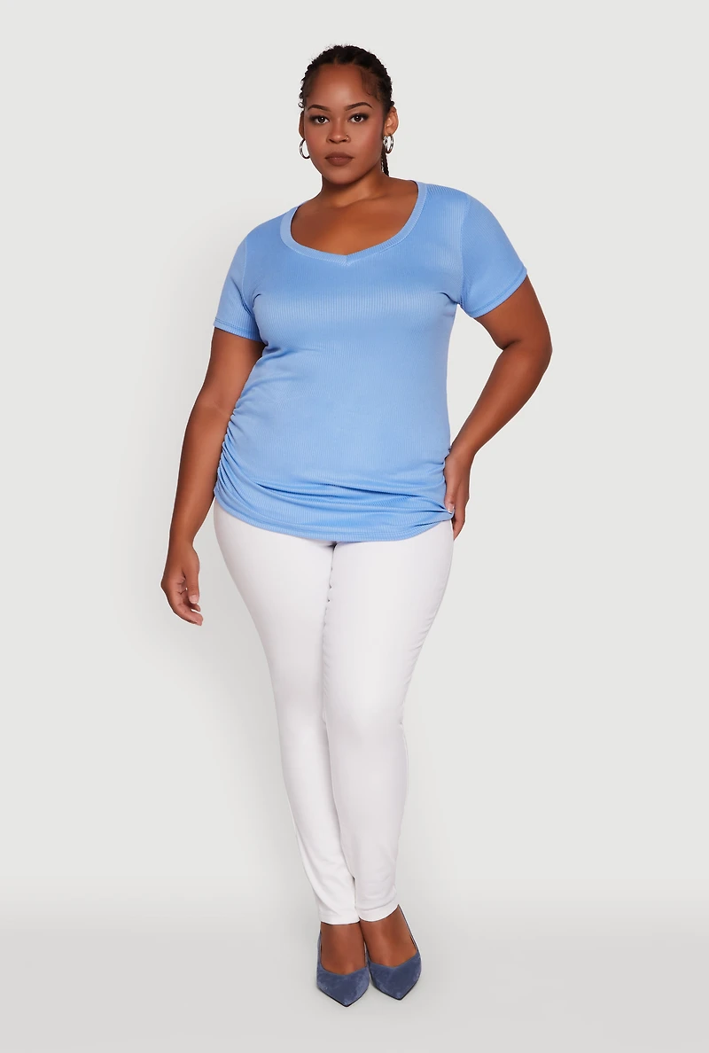 Womens Plus Size Poplin Bow Cargo Capri Pants, Blue, Size 2X