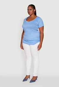 Womens Plus Size Poplin Bow Cargo Capri Pants, Blue, Size 2X
