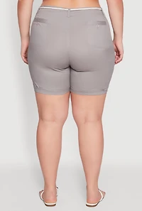 Womens Plus Size Rope Belted Shorts, Grey, Size 1X