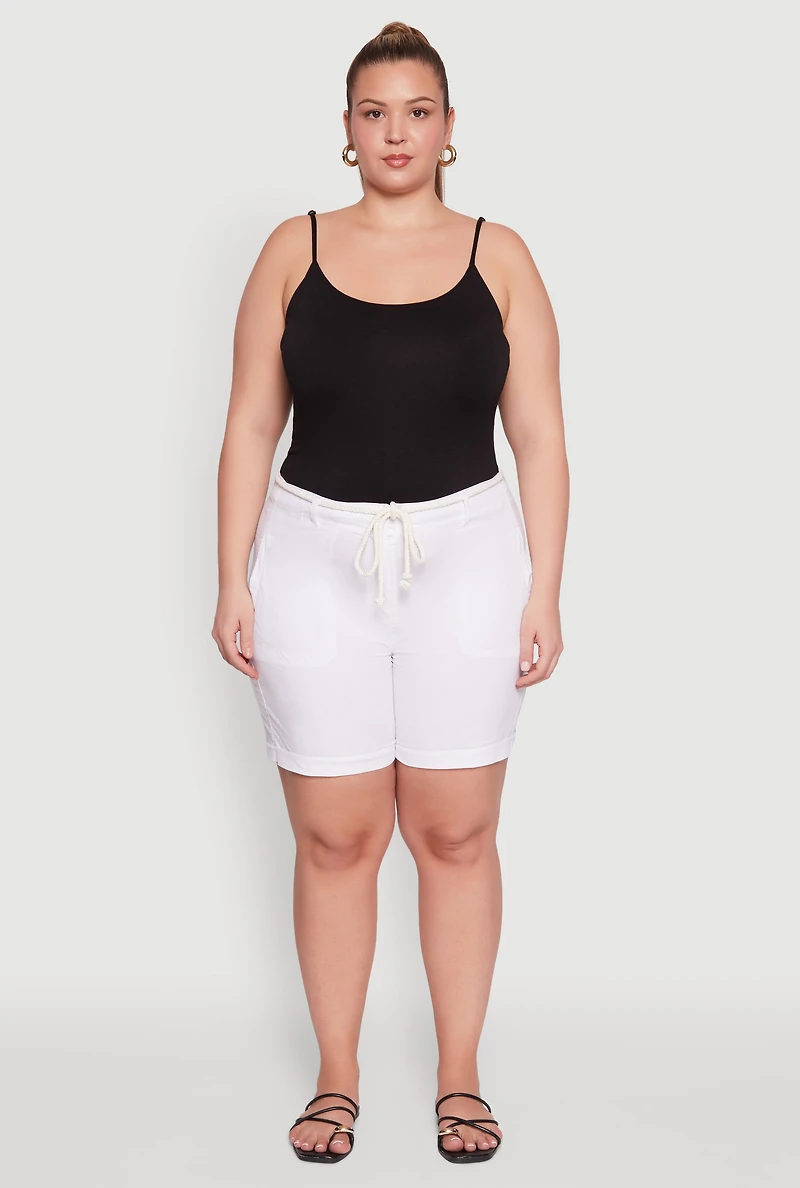 Plus Rope Belted Shorts